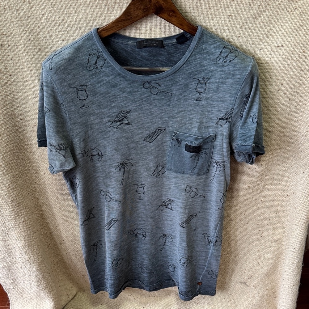Scotch & Soda Blue-Grey Graphic Tee